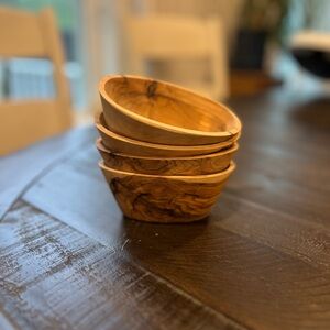 Crate & Barrel Olivewood Bowls (Set of 4)